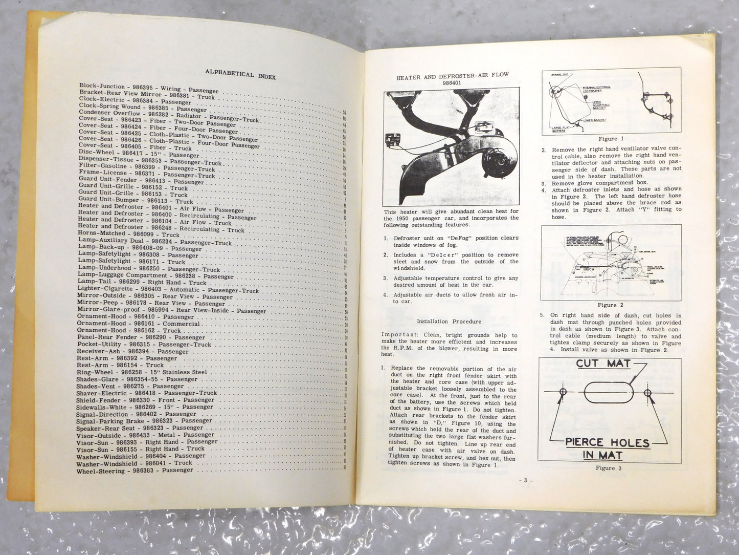 STK 10461 1950 Chevrolet Accessories Installation Manual