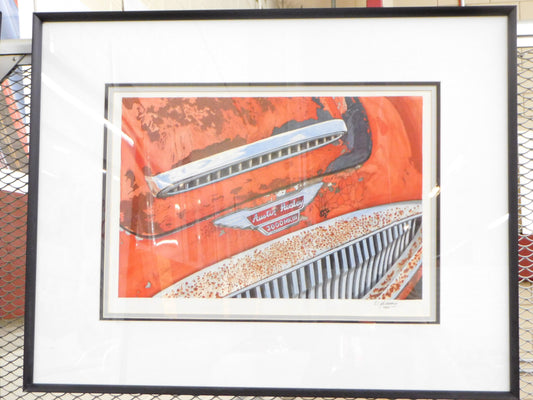 STK 10105  Barn Find Healey Original Framed Watercolor