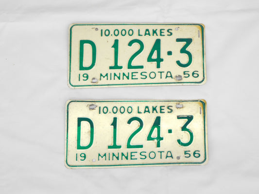 STK 10181  1956 Minnesota Plate Set