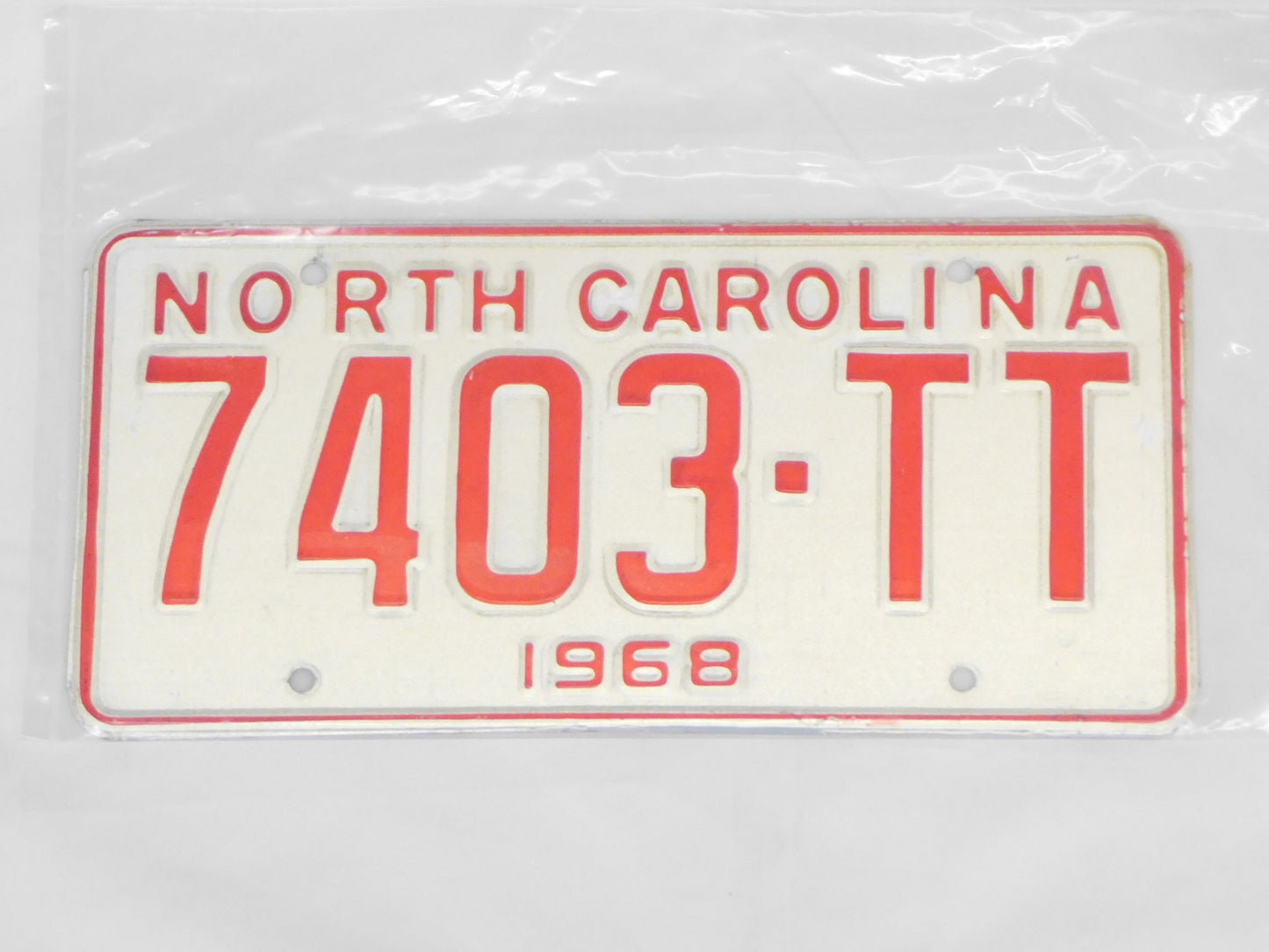 1968 North Carolina Unissued License Plates