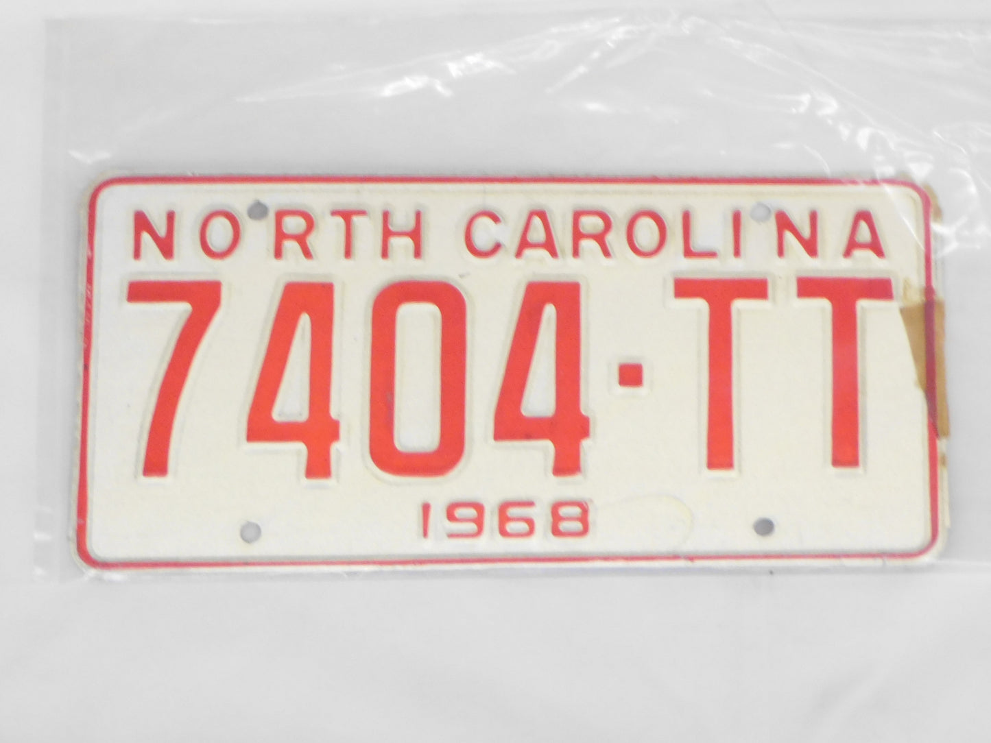 1968 North Carolina Unissued License Plates