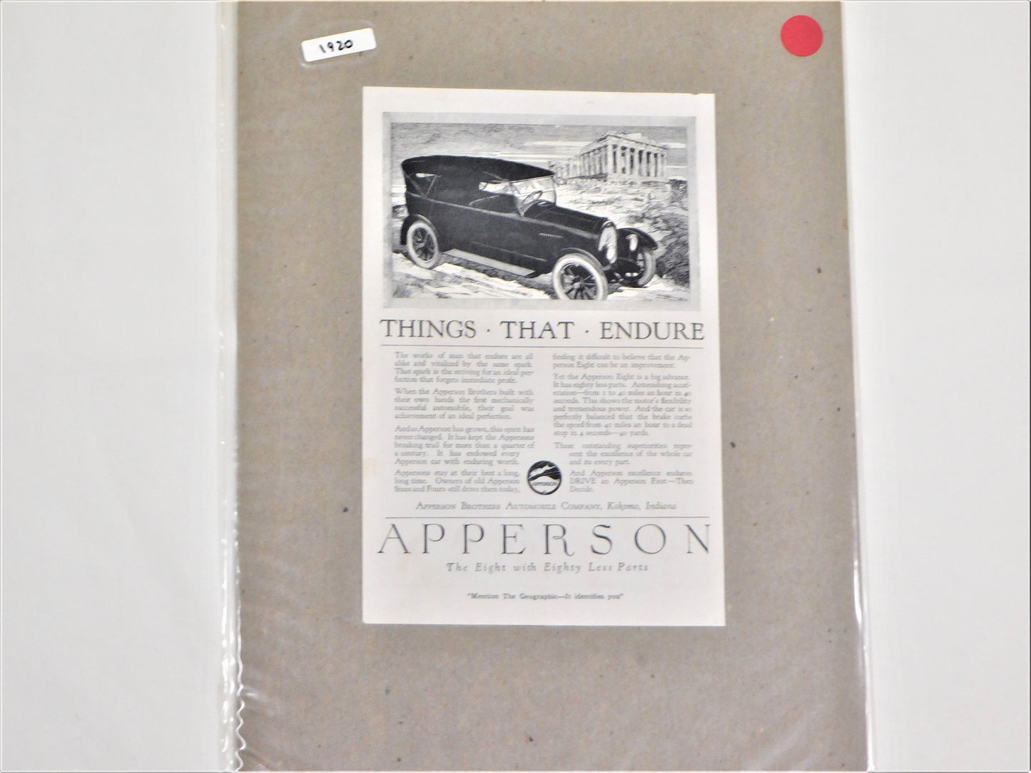 STK 28 1920 Original Apperson Ad