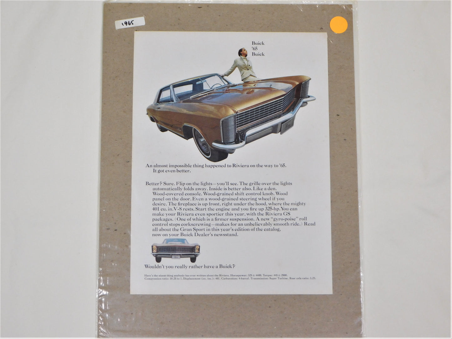 STK 34 1965 Original Buick Riviera Ad