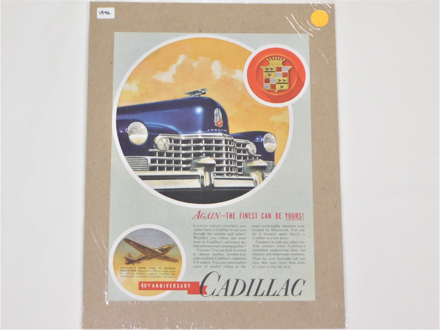 STK 37 1942 Original Cadillac 40th Anniversary Ad