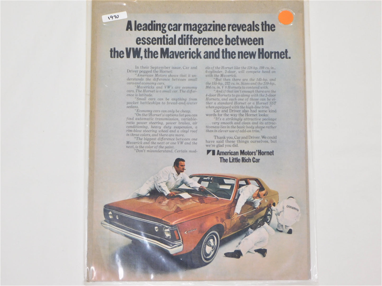 STK 42 1970 Original American Motors Hornet Ad
