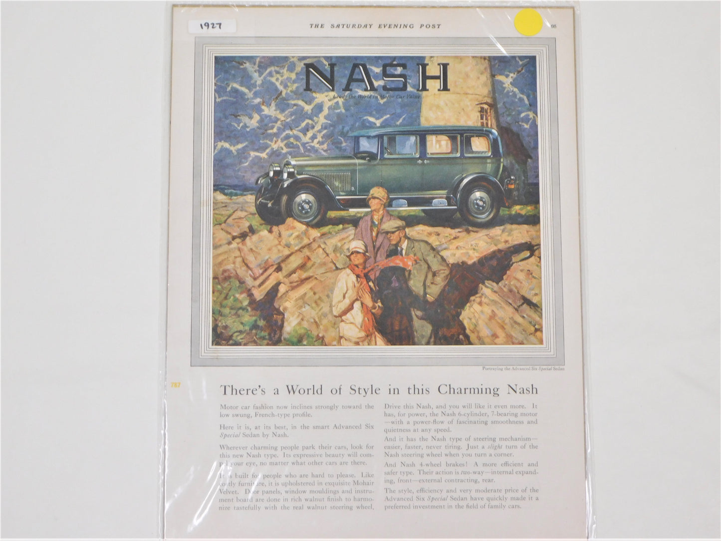 STK 45 1927 Original Nash Advanced Six Special Sedan Ad
