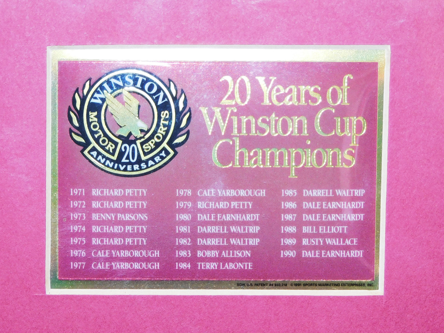 1991 20 Years of Winston Cup Champions