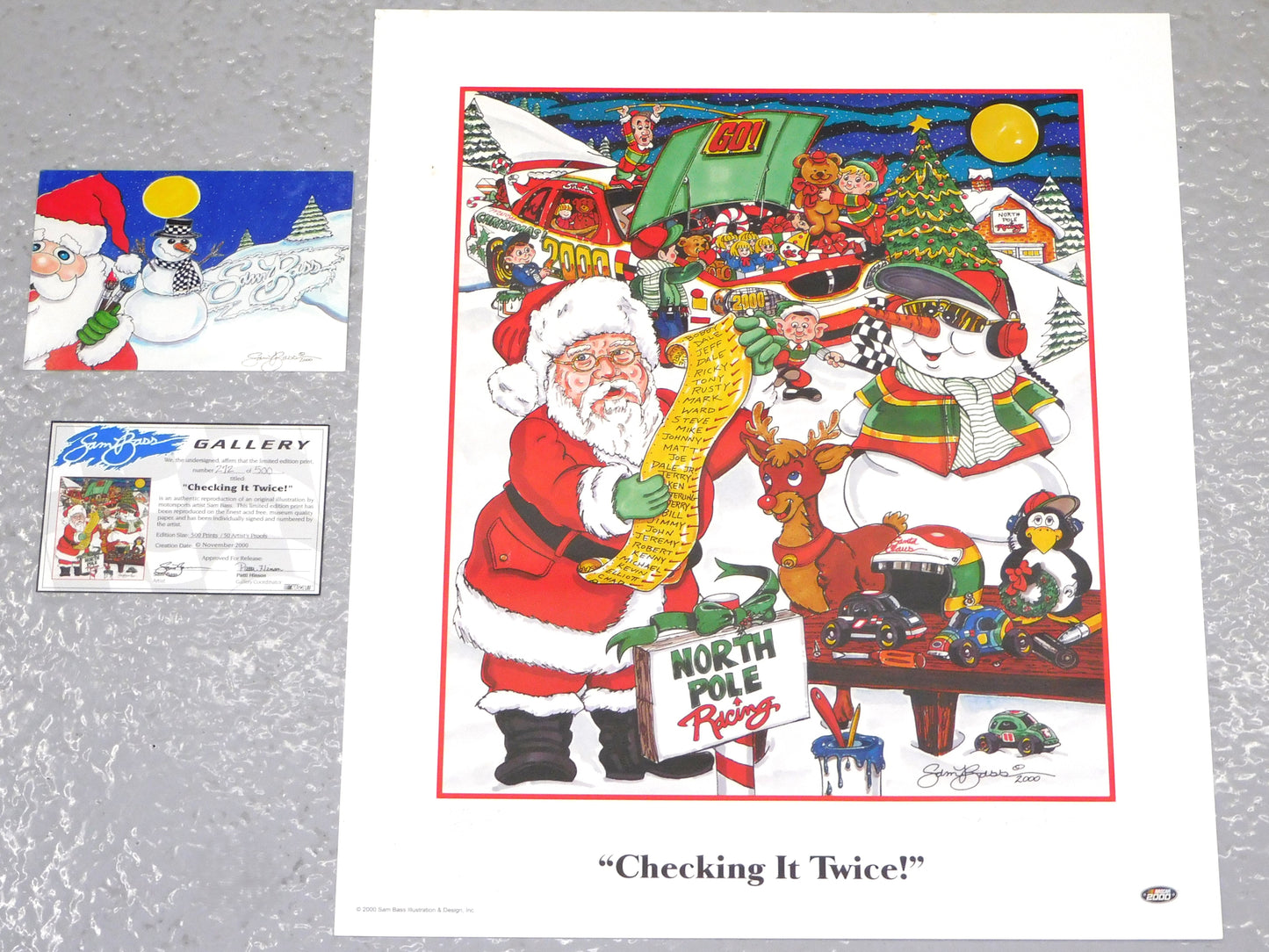 STK 10496 2000 "Checking it Twice" Sam Bass Holiday Autographed Limited Edition Print