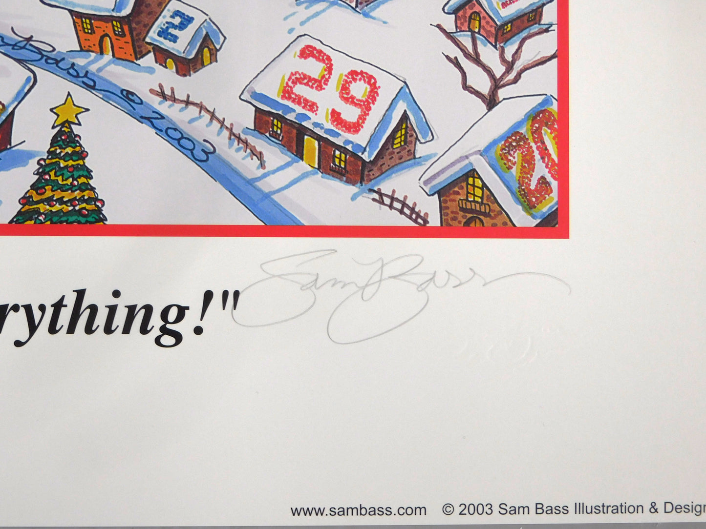 STK 10498 2003 "Thanks for Everything" Sam Bass Holiday Autographed Limited Edition Print