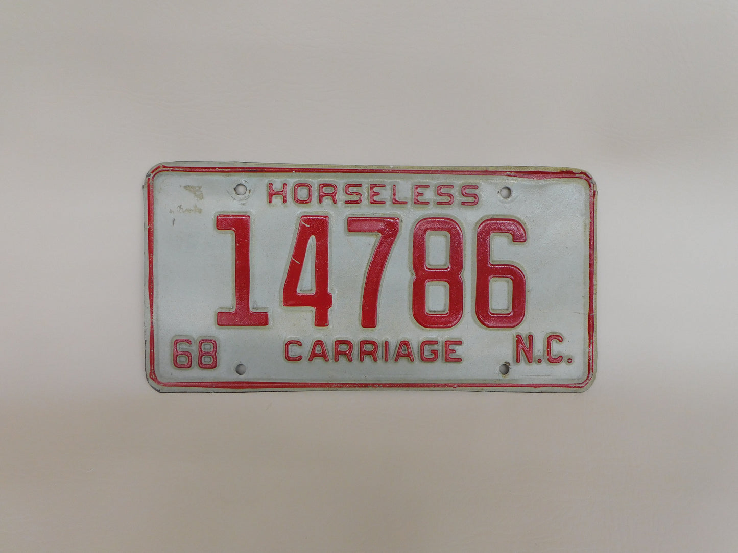 1968 NC Horseless Carriage License Plate