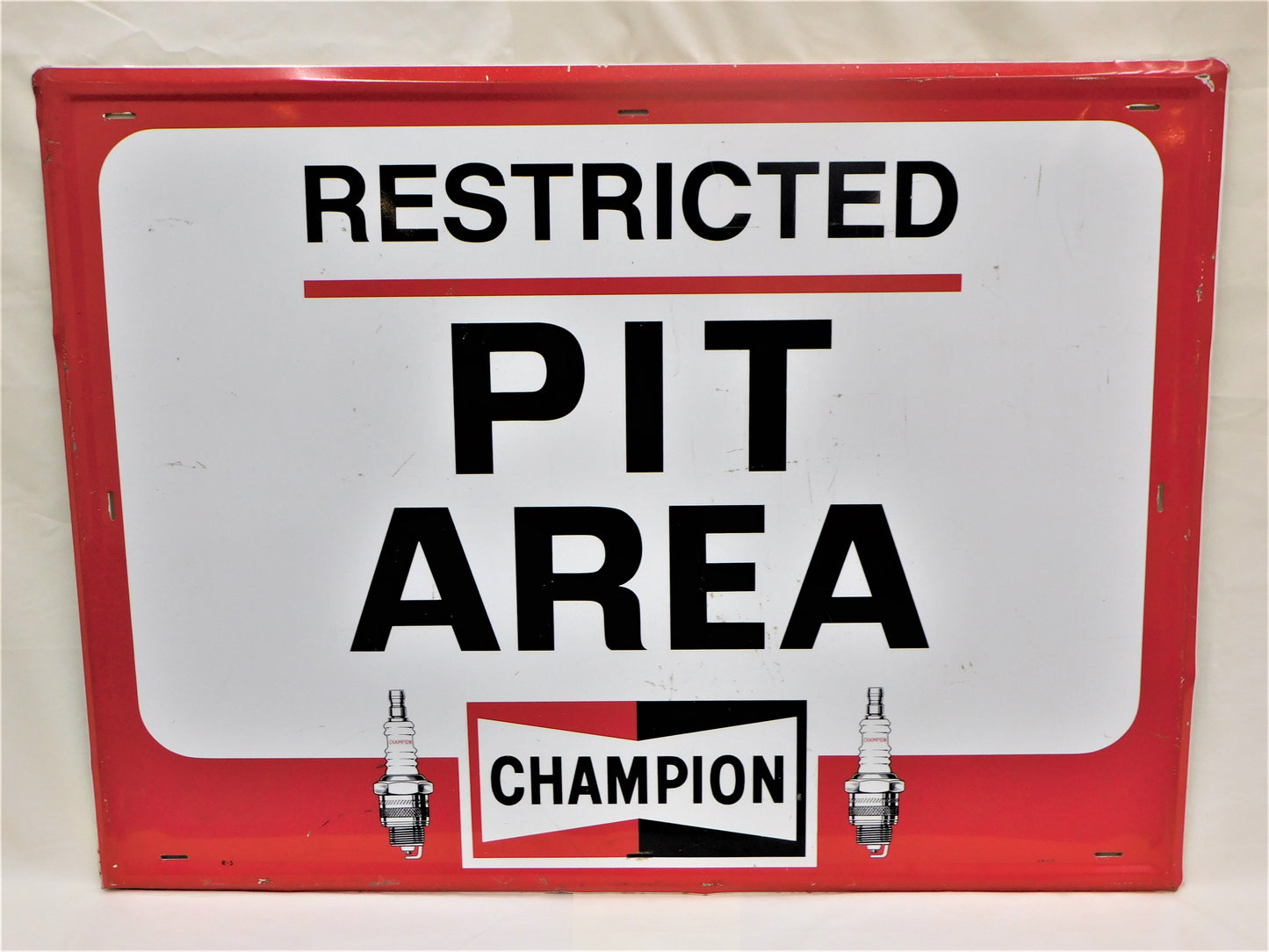 1977 Champion Restricted Pit Area Sign