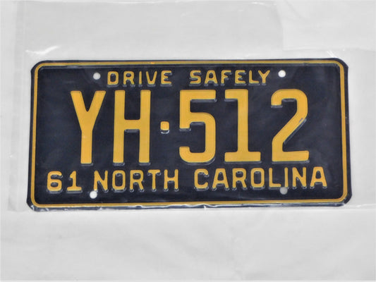 1961 North Carolina Unissued License Plates