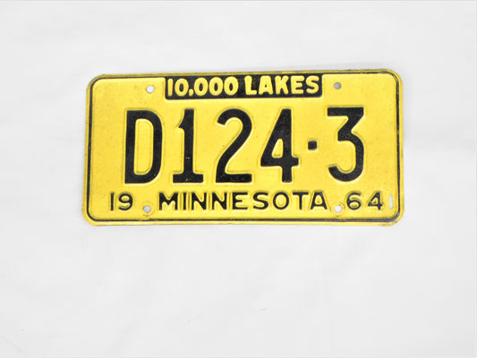 1964 Minnesota Single License Plate
