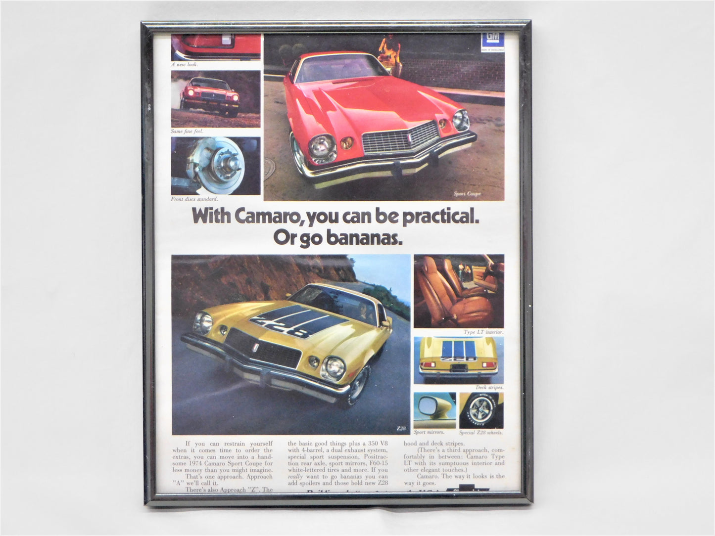 Framed 1974 Camaro Ad