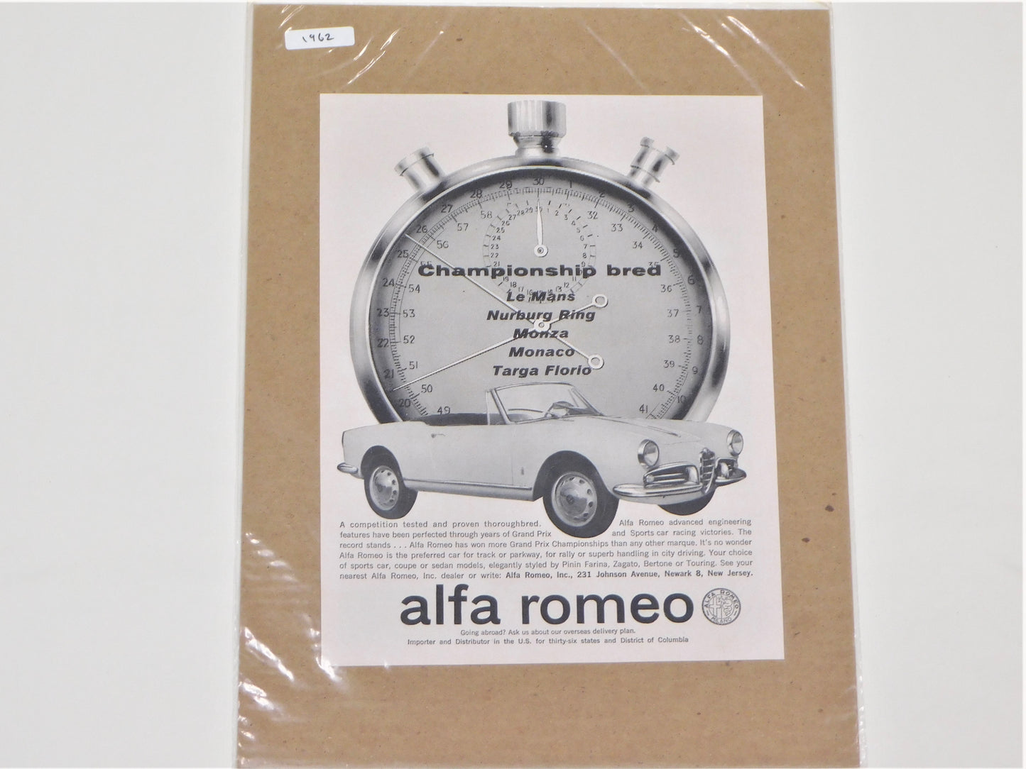 1962 Original Alfa Romeo Ad